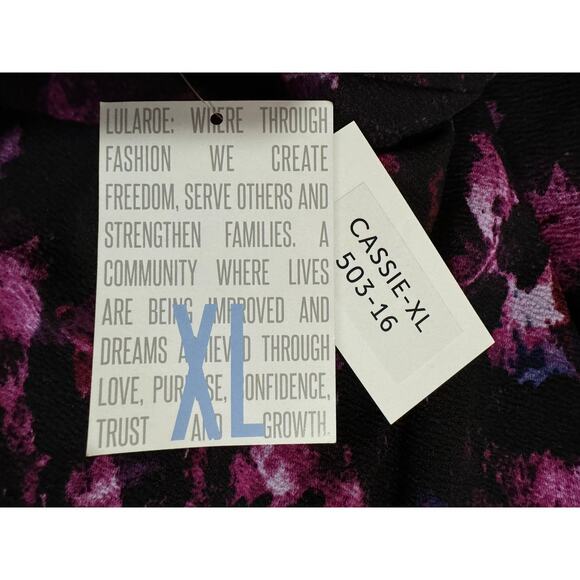 LulaRoe | Cassie Pencil Skirt Purple Black Space Print NWT | Size XL - Picture 4 of 6